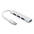 Premium USB-C Hub w. 4 x USB-A Ports - Aluminium - Silver