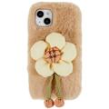 3D Plush Doll iPhone 14 TPU Maska - Bež / Cvet