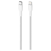 Puro Fabric Ultra-Strong USB-C / Lightning kabl - 2m, 20W - Beli