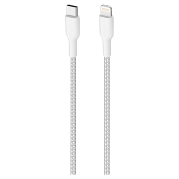 Puro Fabric Ultra-Strong USB-C / Lightning kabl - 2m, 20W - Beli