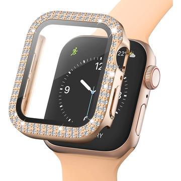 Dekorativni Veštački Dijamant Apple Watch SE (2022)/SE/6/5/4 Maska sa Zaštitnim Staklom - 40mm - Zlatnoroze