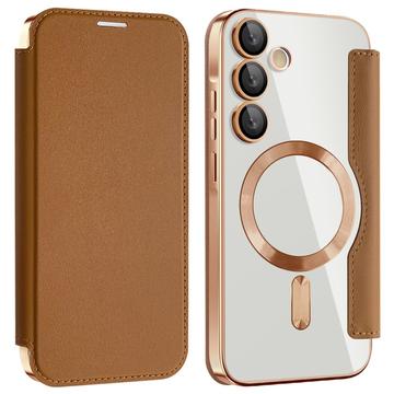 Samsung Galaxy A35 Flip Case with Card Slot - MagSafe Compatible - Brown