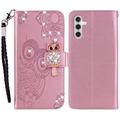 Samsung Galaxy A55 Owl Rhinestone Wallet Case