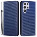 Samsung Galaxy S23 Ultra 5G Futrola-Novčanik - Carbon Fiber - Plava