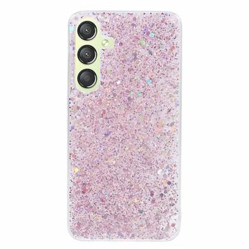 Samsung Galaxy S24+ Glitter Flakes TPU Maska - Roze