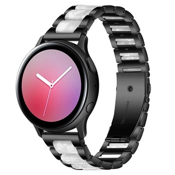 Samsung Galaxy Watch4/Watch4 Classic/Watch5/Watch6/Watch FE/Watch7 Kaiš od Nerđajućeg Čelika - Biserno Sivi / Crni