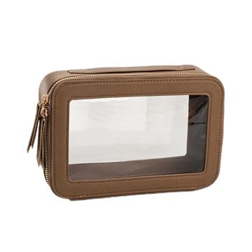 Single Layer Transparent Makeup Bag Waterproof PU Leather Cosmetic Bag