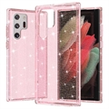 Samsung Galaxy S22 Ultra 5G Stylish Glitter Series Hibridna Maska - Roze