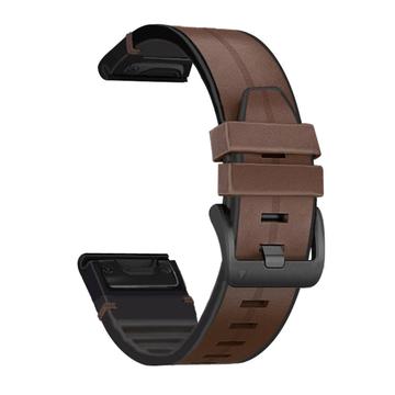 Universal Garmin 22mm Leather & Silicone Strap - Brown