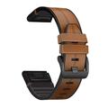 Universal Garmin 22mm Leather & Silicone Strap - Light Brown