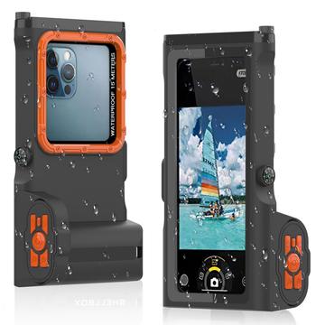 Universal Waterproof Diving Case w. Camera Remote - 4.7"-6.9" - Orange / Black