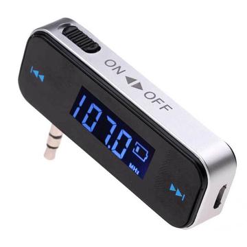 Universal Wireless FM Transmitter w. 3.5mm AUX, LCD Display