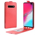 Samsung Galaxy S10 5G Vertikalna Maska na preklop sa Držačem za Karticu - Crvena