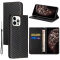 iPhone 14 Pro Futrola-Novčanik - Carbon Fiber - Crna