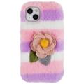 3D Plush Furry Winter iPhone 14 Plus TPU Maska - Roze Ruža