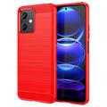 Xiaomi Redmi Note 12/Poco X5 Brušena TPU Zaštitna Maska - Ugljenično Vlakno - Crvena