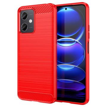 Xiaomi Redmi Note 12/Poco X5 Brušena TPU Zaštitna Maska - Ugljenično Vlakno - Crvena