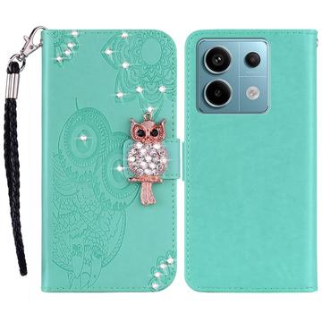 Xiaomi Redmi Note 13 4G Owl Rhinestone Wallet Case