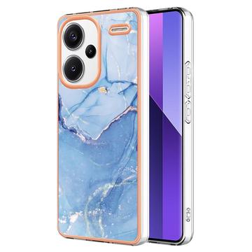 Xiaomi Redmi Note 13 Pro+ Marble Pattern Galvanizirana IMD TPU Maska - Plava