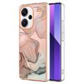 Xiaomi Redmi Note 13 Pro+ Marble Pattern Galvanizirana IMD TPU Maska - Roza