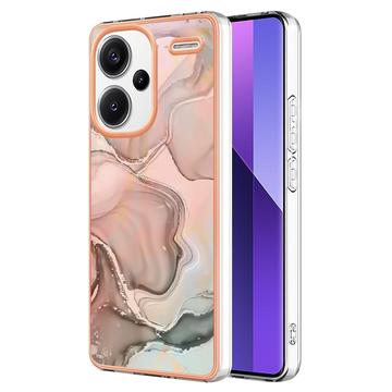 Xiaomi Redmi Note 13 Pro+ Marble Pattern Galvanizirana IMD TPU Maska - Roza