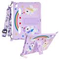 iPad (2022) Cute Unicorn Case with Kickstand and Strap - Purple