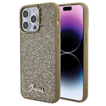 iPhone 15 Pro Max Guess Disco Metal Script Logo Maska - Zlatna