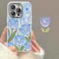 iPhone 15 Pro Max Tulip Pattern TPU Case - Blue