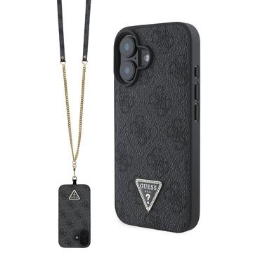 iPhone 16 Guess 4G Strass Triangle Metal Logo Maska sa Crossbody Kaišem