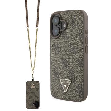 iPhone 16 Guess 4G Strass Triangle Metal Logo Maska sa Crossbody Kaišem