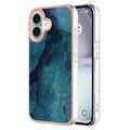 iPhone 16 Marble Pattern Galvanizirana IMD TPU Maska - Zelena