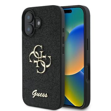 iPhone 16 Plus Guess Fixed Glitter 4G Metal Logo Maska - Crna