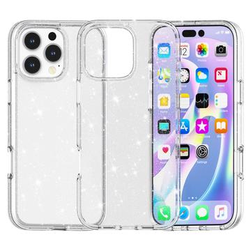 iPhone 16 Pro Max Stylish Glitter Series Hibridna Maska - Bela