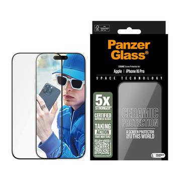 iPhone 16 Pro PanzerGlass Ceramic Protection Ultra-Wide Fit EasyAligner Screen Protector - 9H - Black Edge