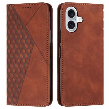 iPhone 16 Rhombus Pattern Wallet Case with Magnetic Closure